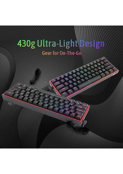 K617-RGB 16,8 Milyon Rgb Aydınlatma, Red Switch Fizz%60 Q Türkçe Kablolu Mekanik Oyuncu Klavyesi Siyah modelleri