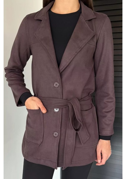 Kadın Kruvaze Yaka Ön Düğmeli Bel Kuşaklı Ceket P-00018890 modelleri