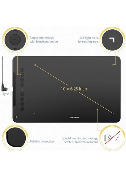 Deco 01 Grafik Tableti, 10 x 6,25 Inç Kalem Tableti, 8 Ekspres Tuşlu, 266 Rps 8192 Basınç Hassasiyeti, Eldivenli, Ev, Ofis ve E-Öğrenme Için Ideal modelleri