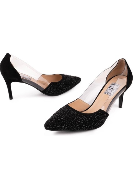 Hakiki Deri Şeffaf Detaylı Taşlı Fantezi Ayakkabı 101 Siyah Payet fiyatları