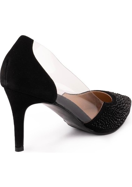 Hakiki Deri Şeffaf Detaylı Taşlı Fantezi Ayakkabı 101 Siyah Payet indirimleri
