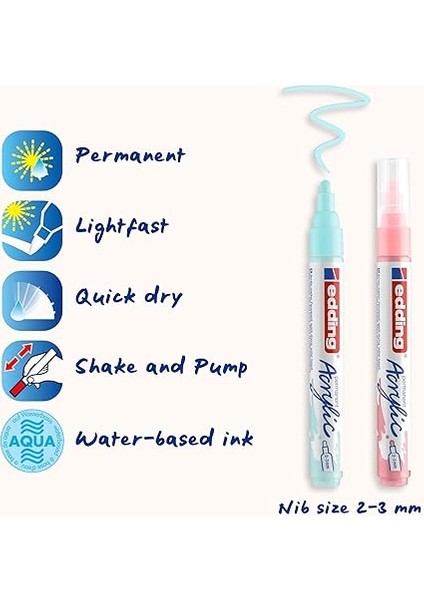 5100 Akrilik Markör - Sarı Mavi Yeşil Pembe Gri - Akrilik Markörler 5'li Paket (Pastel) indirimleri