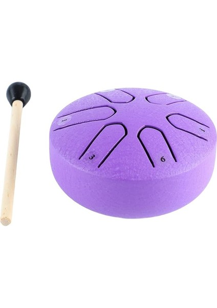 Dil Davul, 6 Not Çelik Endişesiz Handpan Vurmalı Çalgı Meditasyon Yoga Için Baget Ile (Mor) Işlenme Aracı