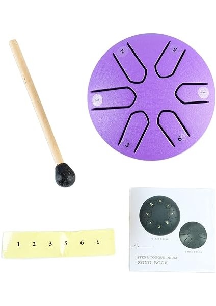 Dil Davul, 6 Not Çelik Endişesiz Handpan Vurmalı Çalgı Meditasyon Yoga Için Baget Ile (Mor) Işlenme Aracı fiyatları