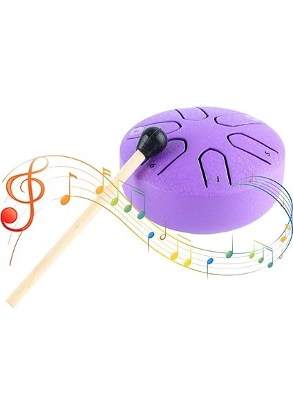 Dil Davul, 6 Not Çelik Endişesiz Handpan Vurmalı Çalgı Meditasyon Yoga Için Baget Ile (Mor) Işlenme Aracı fırsatları