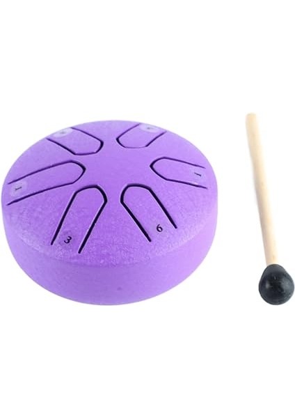 Dil Davul, 6 Not Çelik Endişesiz Handpan Vurmalı Çalgı Meditasyon Yoga Için Baget Ile (Mor) Işlenme Aracı indirimleri