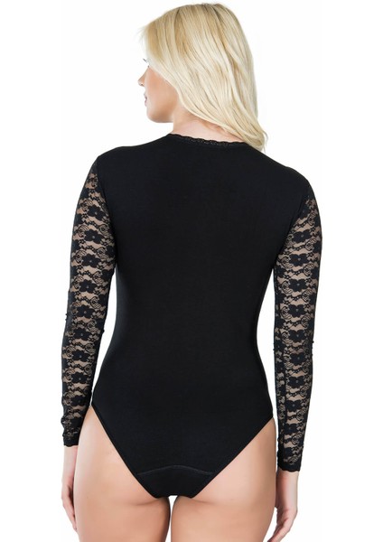 Derya Kurşun Uzun Kol Dantelli Kadın Body 342 fiyatları