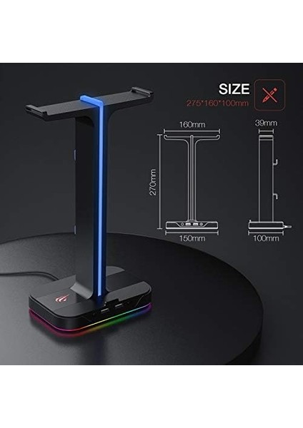 Havit Kulaklık Standı Rgb Dual Balance 2 USB Bağlantısı, Masaüstü Kulaklık Standı, Dayanıklı Oyun Kulaklığı Tutucu, Pc Oyuncu Kulaklık Aksesuarı Için, Siyah (TH650) modelleri