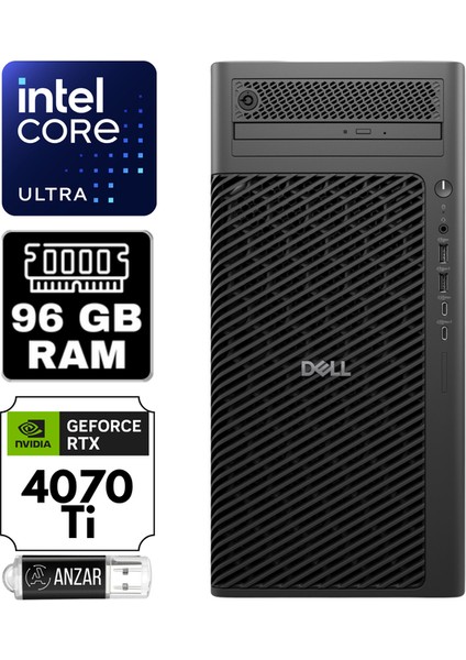 pro Max Tower T2 Intel Ultra 7 265K 96GB 1tb SSD Rtx 4070TI 16GB Windows 11 Pro Masaüstü Iş Istasyonu DSWSPMX1-A21