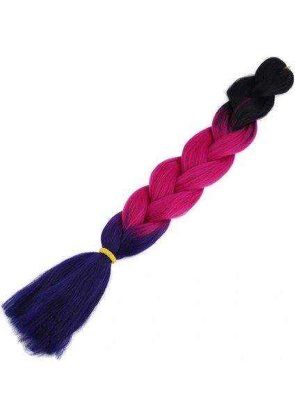 Afrika Örgüsü ve Rasta Için Sentetik Ombreli Saç - Siyah / Fuşya / Mor