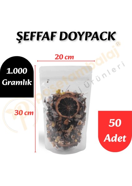 Şeffaf Doypack 20X30X10 cm (50 Adet) fiyatları