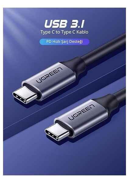 USB 3.1 Type-C To Type-C Data ve Şarj Kablosu, 1.5 Metre fiyatları