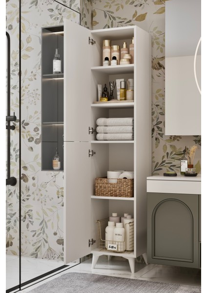 Ramses Düz Kapaklı Beyaz Mdf Banyo Dolabı- Kiler Dolabı- Mutfak Dolabı - Çok Amaçlı Saklama Dolabı fiyatları