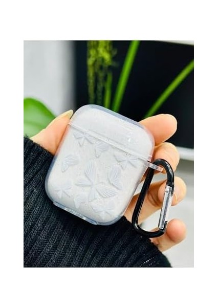 1. Nesil ve 2. Nesil ile Uyumlu Kelebek Tasarımlı Simli Kalın Şeffaf Silikon Kılıf - Beyaz fiyatları