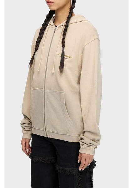 Logolu Sırt Detaylı Pamuklu Regular Fit Kapüşonlu Sweat Bayan Sweat LB25FWTURFUZH