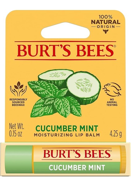 Bees Salatalık NANELI%100 Doğal Nemlendirici Dudak Balsamı, 0,15 Oz