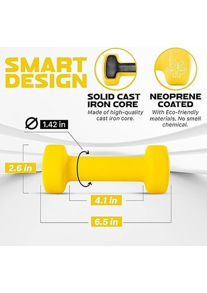 Neopren Kaplamalı Dumbbell El Ağırlık Seti 2'li - 15 Renk ile Çoklu Ağırlık Seçenekleri, Yuvarlanmaz, Kaymaz, Altıgen Şekilli fiyatları