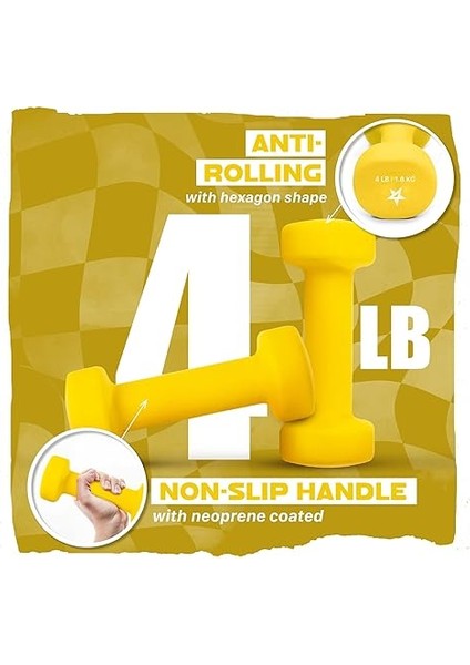 Neopren Kaplamalı Dumbbell El Ağırlık Seti 2'li - 15 Renk ile Çoklu Ağırlık Seçenekleri, Yuvarlanmaz, Kaymaz, Altıgen Şekilli fırsatları