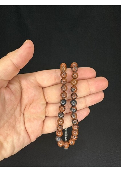 Sevgiliye Özel Hediye Kahverengi Obsidyen Taşı Doğaltaş Tesbih Küre Kesim 8 mm H-1554. indirimleri