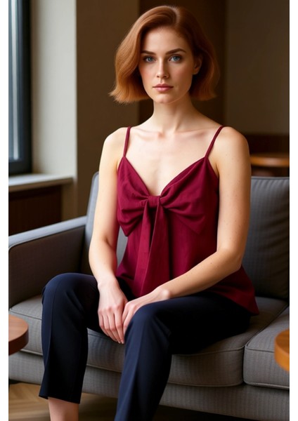 Rahat Günlük Kombinler Için Kolsuz Bluz Keten Dokuma Fitted Kalıp Trend Tasarım