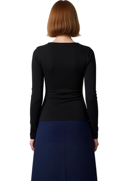 Stil Kadın Büzgü Drape Detaylı Vücuda Oturan Bluz Regular Örme Slim Kalıp fiyatları