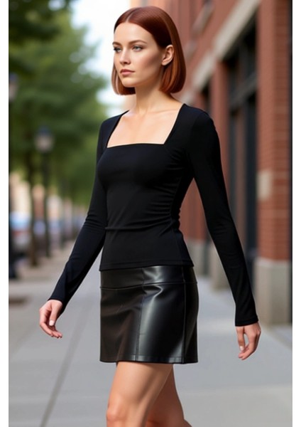 Stil Kadın Büzgü Drape Detaylı Vücuda Oturan Bluz Regular Örme Slim Kalıp modelleri