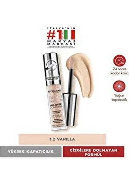 24 Ore All Over Kapatıcı Suya Dayanıklı 3.2 Vanilla Tüm Yüz İçin Uzun Süre Kalıcı fiyatları