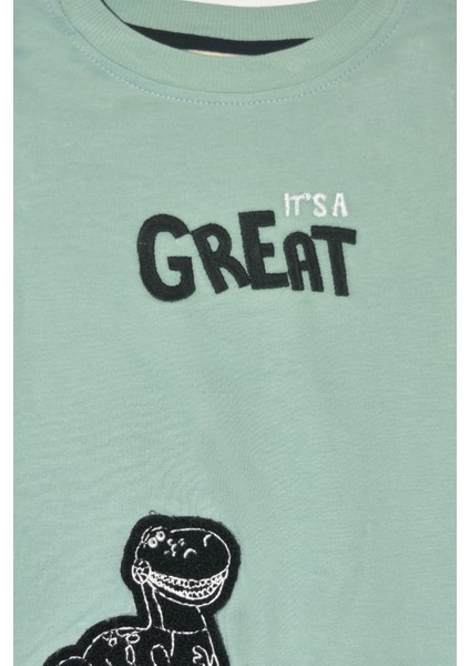 Erkek Çocuk %100 Pamuk Great Nakışlı Trex Süzeneli Paça Lastikli Takım - 2144 fiyatları