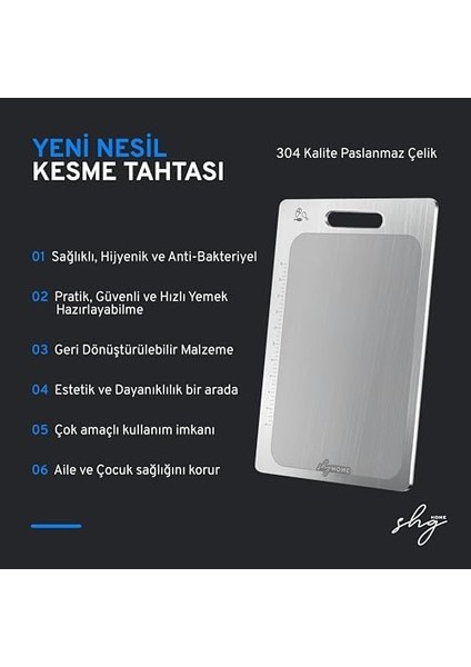 Özel Tasarımlı 304 Paslanmaz Çelik Kesme Tahtası 3lü Set (Saklama Kılıfı, Kesme Tahtası ve Silikon Kaydırmaz Mat)1,5 mm Kalınlık, 23 x 34 cm Yıkanabilir, Gıda Temasına Uygun, Hijyenik modelleri