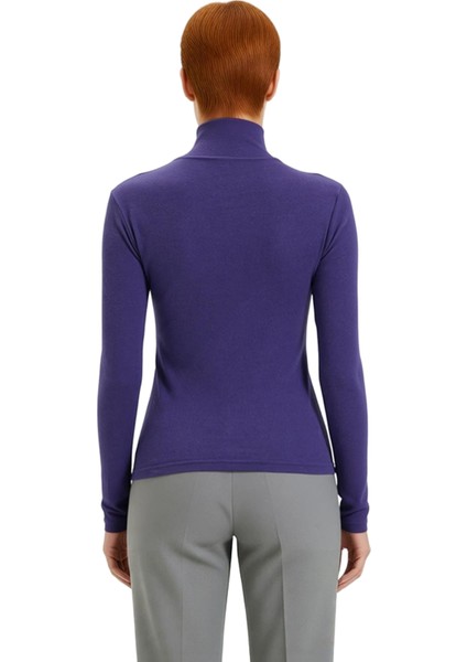 Kadın Moda Şık Regular Dik Yaka Slim Kalıp Örme Fitted Vücuda Oturan Kol Fitilli Esnek Bluz modelleri