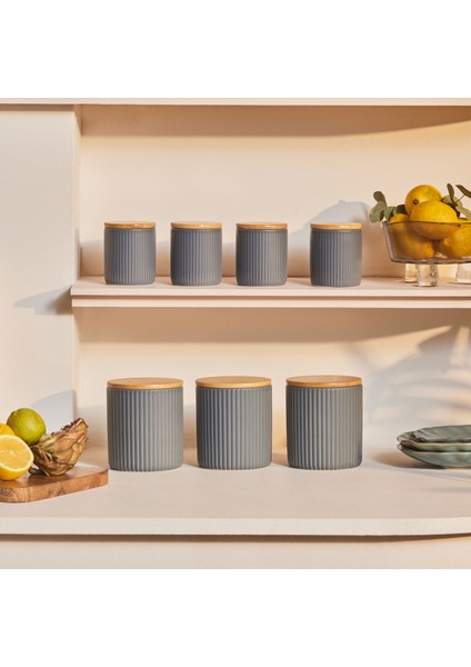 Massimo 7'li Seramik Vakum Kapaklı Baharat Takımı Antrasit