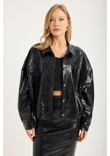 Sderi Çatlak Desenli 2 Cepli Ceket