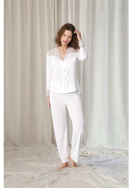 Kadın Ekru Penye Gelin 6'lı Çeyiz Seti Sabahlık & Gecelik & Pijama Şortlu Takım W9U6O1K0KKA fiyatları