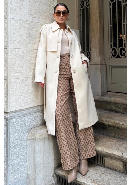 Gömlek Yaka Punto Dikiş Detaylı Premium Kaban Ekru 3125 fiyatları