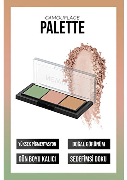 Camouflage Kapatıcı Paleti Cilt Kusurlarını Gizler 3 Renkli Profesyonel Makyaj modelleri