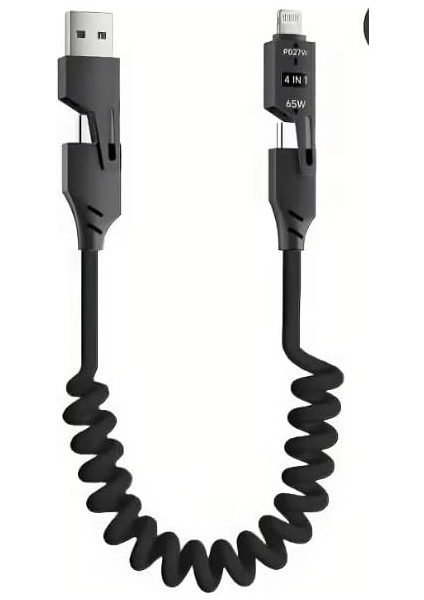 Teknoloji 65W Type-C+Usb A To Type-C+ Akordiyonlu Hızlı Şarj Kablosu 1.5m Siyah