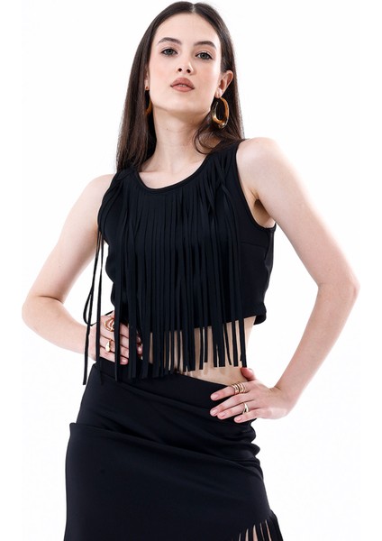 Arkası Fermuarlı Önü Püsküllü Scuba Bustiyer | BST35811