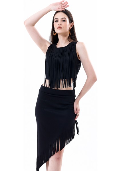 Arkası Fermuarlı Önü Püsküllü Scuba Bustiyer | BST35811 modelleri