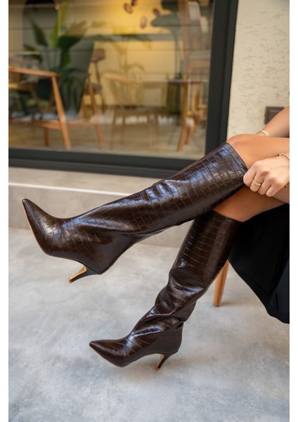 Wenda Acı Kahve Kroko Desenli Çizme fiyatları