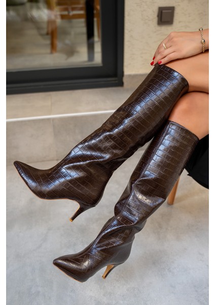 Wenda Acı Kahve Kroko Desenli Çizme fırsatları
