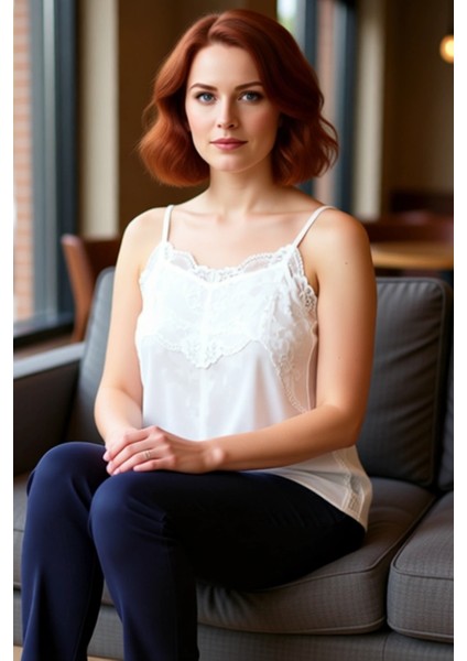 Kadınlara Özel Ince Askılı Dantel Detaylı Üst Kaliteli Şık Rahat Modern Zarif Günlük