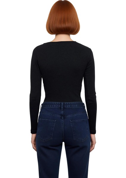 Kadın Moda Şık Regular Kayık Yaka Düşük Kol Slim Kalıp Örme Fitted Vücuda Oturan Fitilli Esnek Bluz modelleri