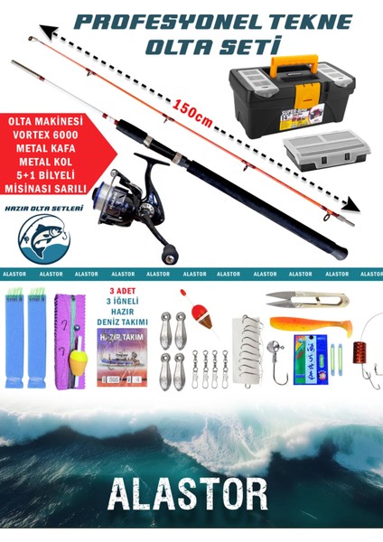 Tam Takım Profesyonel Tekne Olta Seti 150CM Deniz Olta Seti Hazır Olta Takımı