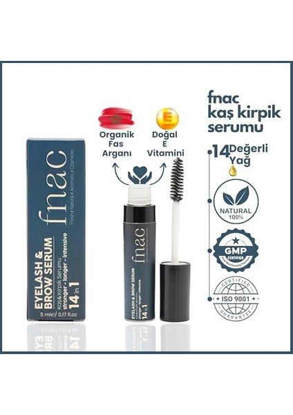 Fnac | 14 In 1 Eyelash & Brow Serum | Kaş & Kirpik Bakım Yağı | Organik Fas Argan Yağlı - 5 ml