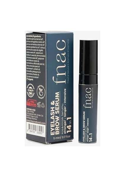 Fnac | 14 In 1 Eyelash & Brow Serum | Kaş & Kirpik Bakım Yağı | Organik Fas Argan Yağlı - 5 ml modelleri