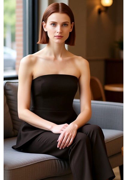 Kadın Straplez Peplum Üst Zarif Dokuma Kumaş ve Modern Kesim Detayları Kaliteli Şık Rahat Modern fırsatları