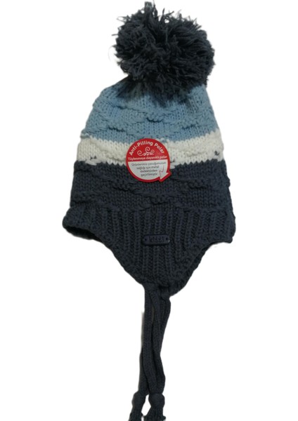 Erkek Bebek Kulak Korumalı Ponponlu Içi Polar Örgü Bere 0-18 Ay