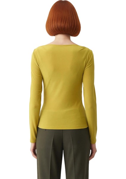 Stil Kadın Drapeli Vücuda Oturan Esnek Bluz Regular Örme Slim Kalıp fiyatları