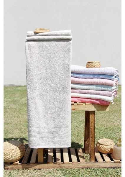 %100 Pamuk Renkli 70X140 Havlusu Gri