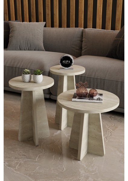 Mantar Sehpa 3lü Zigon Sehpa Mantar Zigon Salon Sehpa Seti Iskandinav Stil